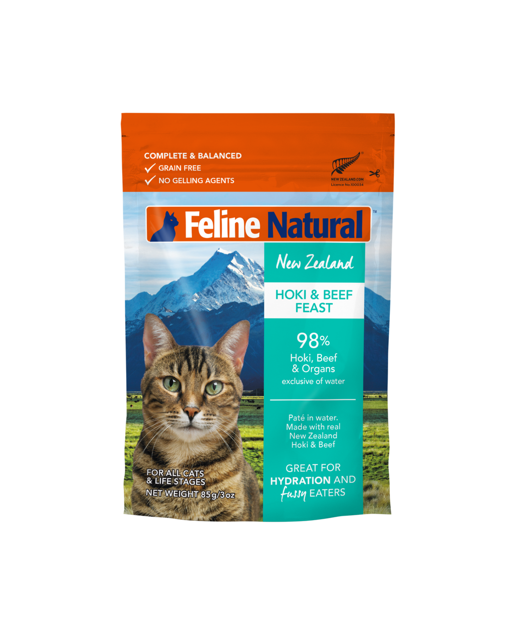 Feline Natural ホキ&ビーフ 85g ☓75袋 Feline Natural Hoki & Beef Cat Food Pouches