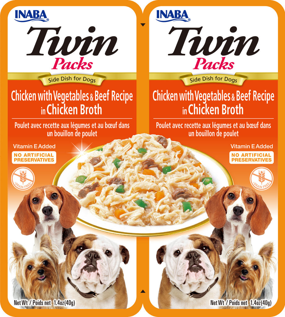 ドッグフード inaba Inaba Twin Packs Vegetable & Beef Recipe in Chicken Broth Dog Treat