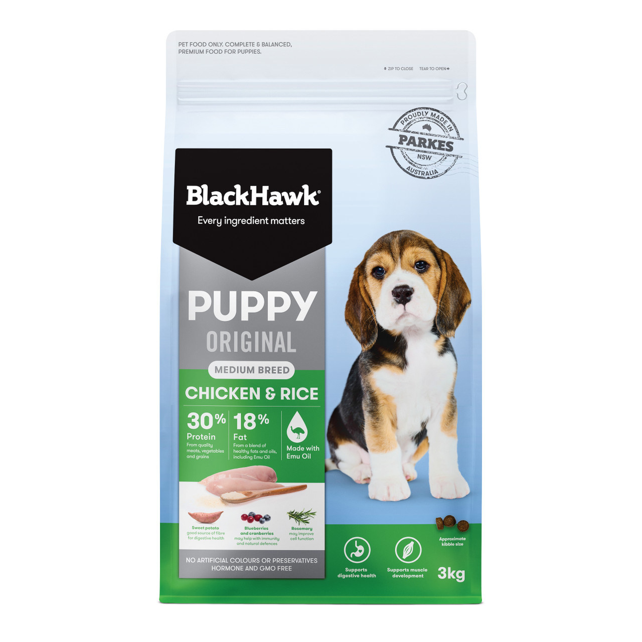 Black Hawk Chicken Rice Dry Medium Puppy Dog Food: 3kg, 10kg 20kg