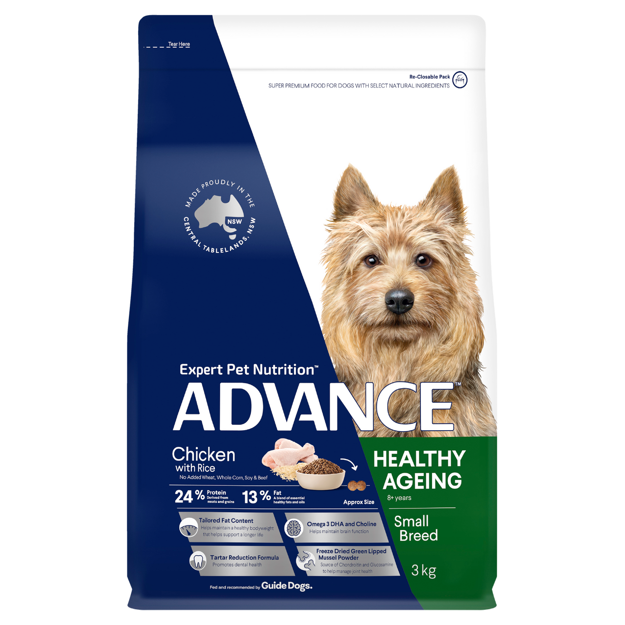 Advance Healthy Ageing Small Breed Dry Dog Food Chicken PetO
