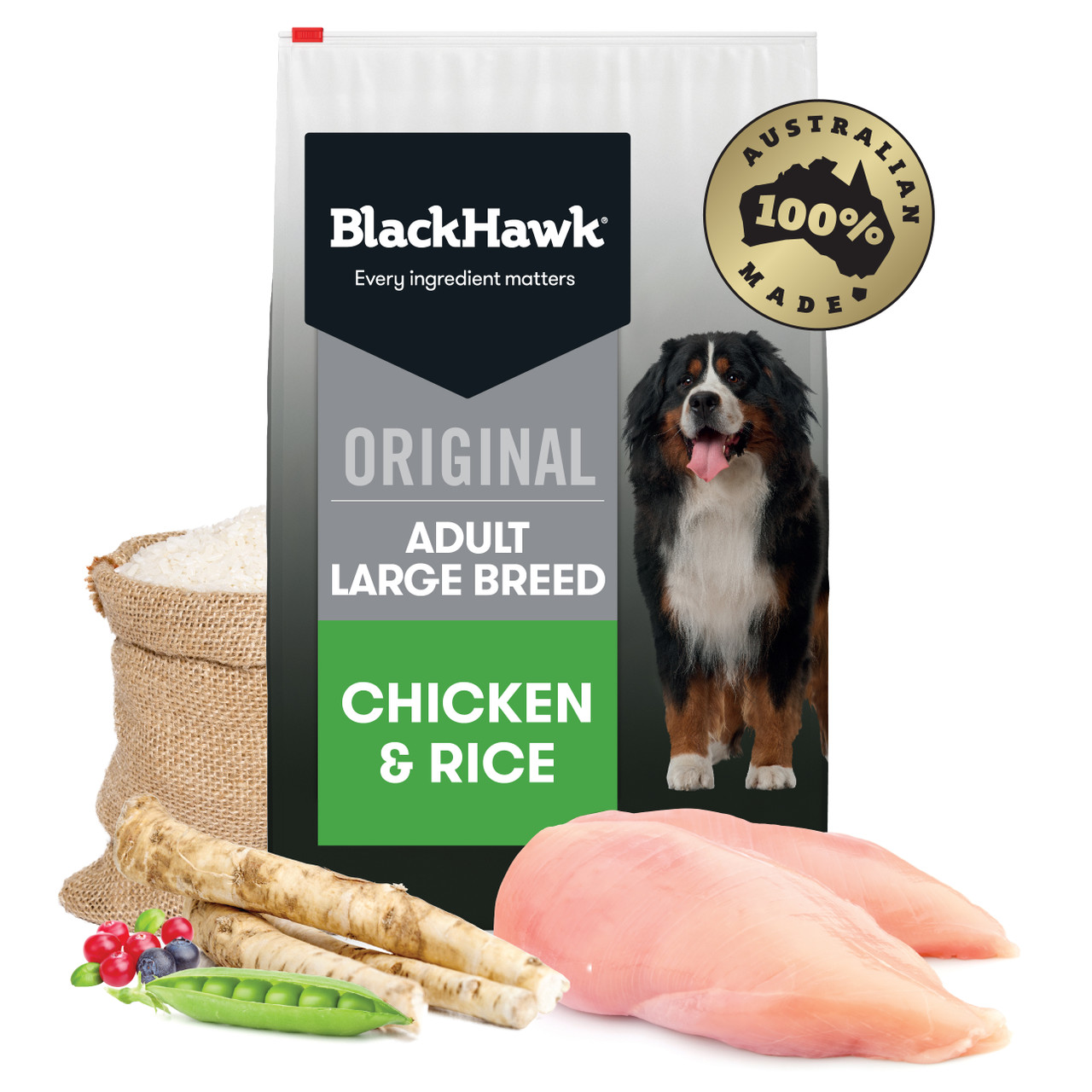 Black Hawk Chicken and Rice Dry Large Breed Adult Food: 20kg