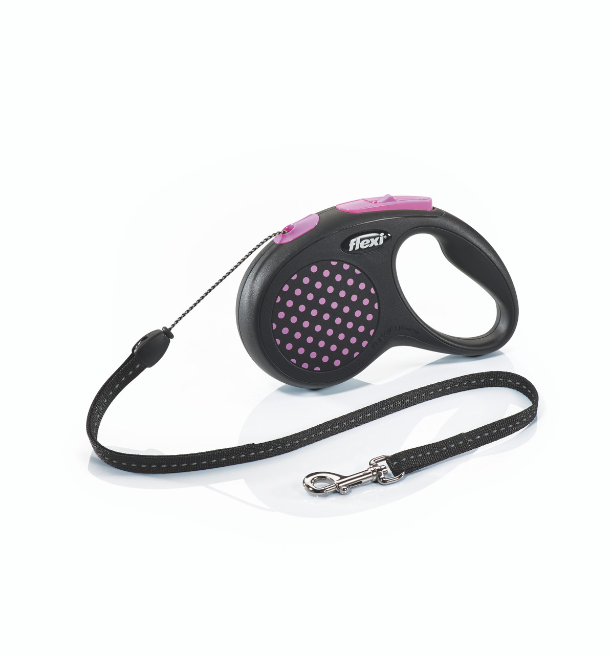 Flexi Dots Cord Retractable Dog Lead in Pink PetO
