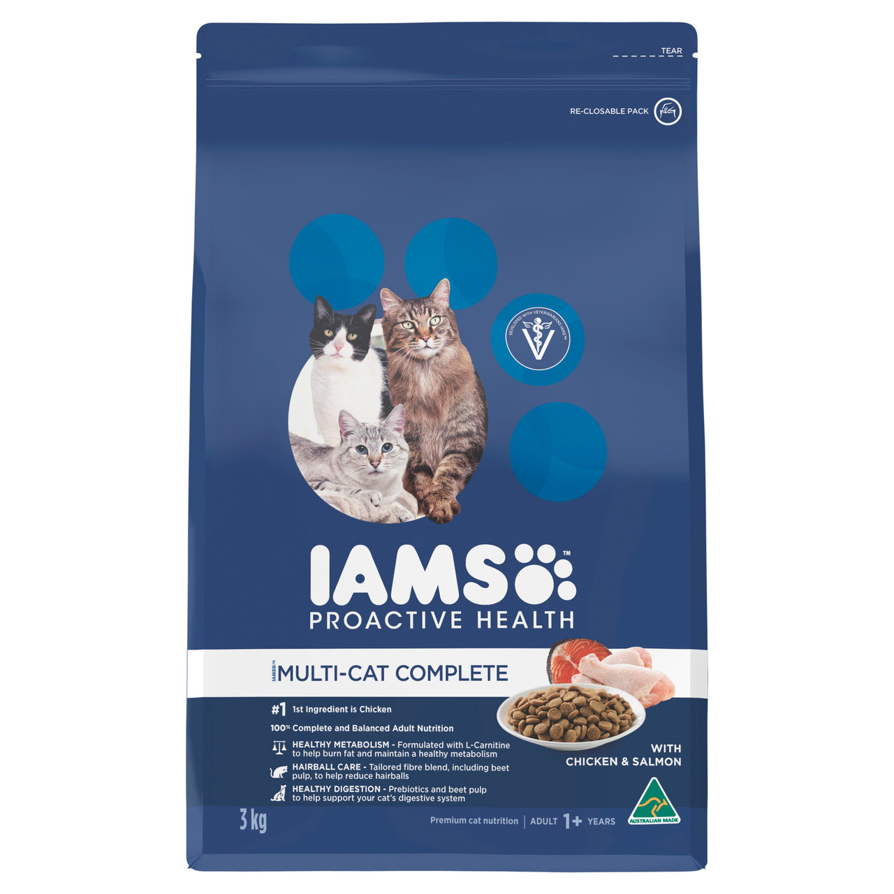 IAMS Chicken & Salmon MultiCat Adult Dry Cat Food PetO