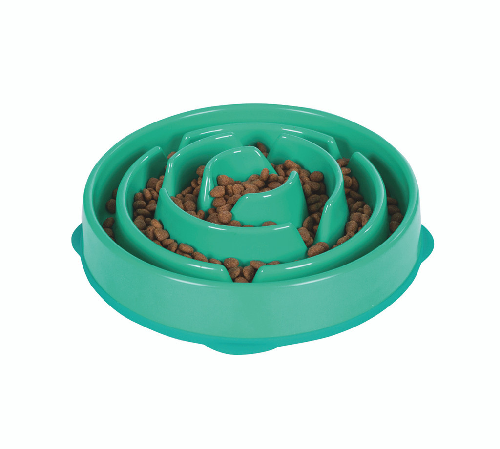 Outward Hound Fun Feeder Slow Feed Dog Bowl Teal PetO