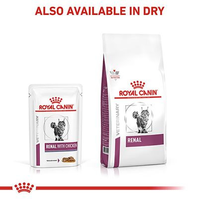 Royal Canin Veterinary Diet Renal Chicken Wet Cat Food Pouches PetO