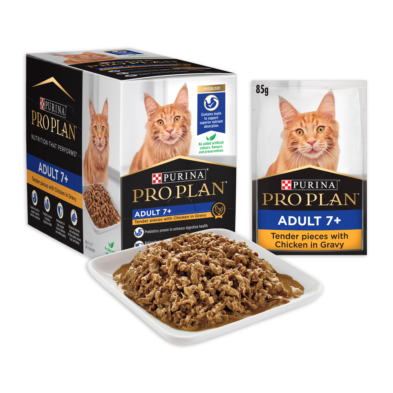 Pro Plan Senior 7+ Chicken In Gravy Wet Cat Food - Main Image