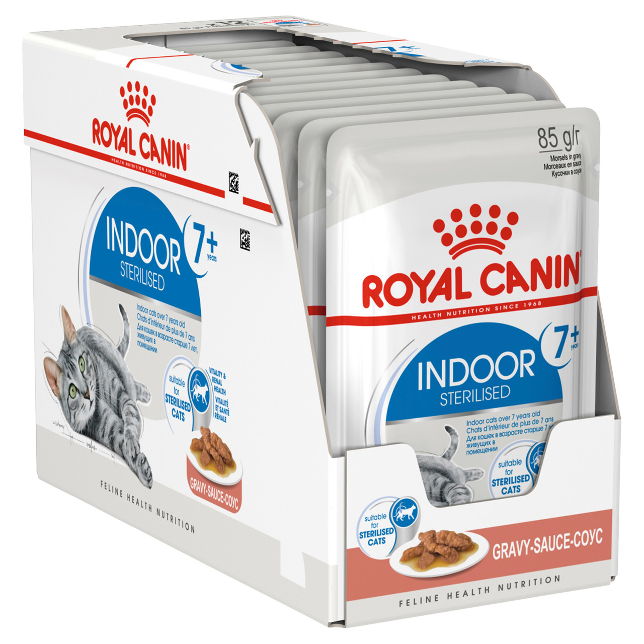 Royal Canin Adult Indoor 7+ in Gravy Wet Cat Food Pouches 12x85g