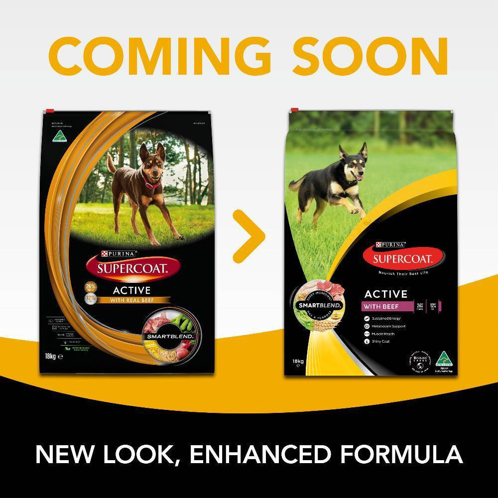 Supercoat Adult Active Beef Dry Dog Food 18kg