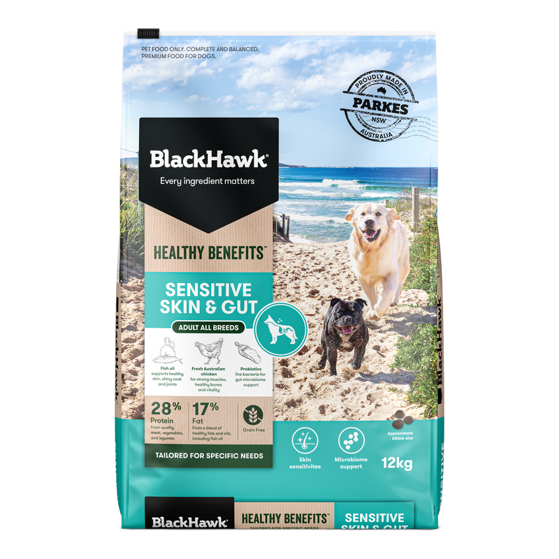 Black Hawk Healthy Benefits Sensitive Skin & Gut Adult Dog Food 2kg & 12kg
