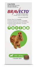 Bravecto Flea & Tick Chew For Medium Dogs Green front