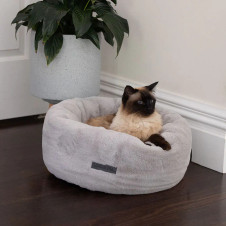 La Doggie Vita Silver Plush Donut  Cat Bed
