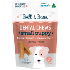 Bell & Bone Dental Chews Small Puppy Dog Treats Salmon & Carrot