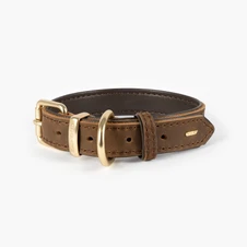 Ezy Dog Oxford Leather Brown Dog Collar