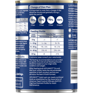 ADVANCE Adult Healthy Weight All Breed Chicken & Rice Wet Dog Food back