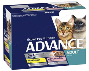 ADVANCE Adult Indoor Multi Meat Variety In Jelly Wet Cat Food Pouches