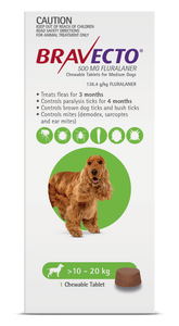 Bravecto Flea & Tick Chew For Medium Dogs Green front