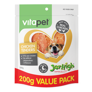 VitaPet Jerhigh Chicken Jerky Tender Dog Treats 400g Front