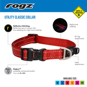Rogz Dog Utility Classic Collar Black DESC