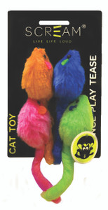 Scream Multi-Coloured Mice Cat Toy