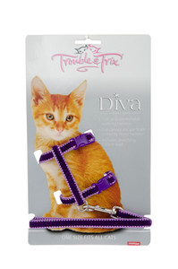Trouble & Trix Cat Diva Harness Set Purple
