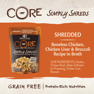 Wellness CORE Simply Shreds Chicken, Chicken Liver & Broccoli Wet Dog Food