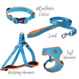 Kazoo Active Soft Dog Walking Harness Ocean Sunrise set