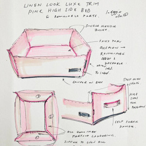 La Doggie Vita Luxe Trim Pink High Side Dog Bed with Removable Parts