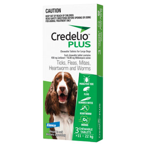 Credelio Plus Flea, Tick and Worming for Large Dogs 11 to 22kg Green