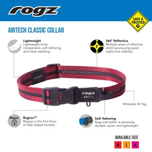 Rogz Dog Airtech Classic Collar Rock Red