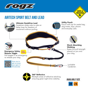 Rogz Dog  Airtech Sport Belt and Lead NightSky Black