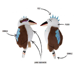 La Doggie Vita Kaos Kookaburra Plush Dog Toy With Squeaker