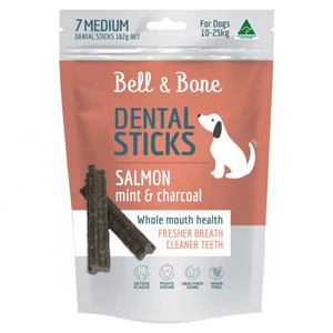Bell & Bone Dental Sticks Dog Treats Salmon, Mint & Charcoal