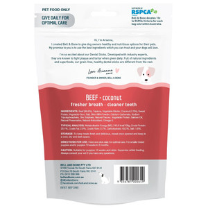 Bell & Bone Dental Chews Small Puppy Dog Treats Beef & Coconut