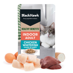 Black Hawk Healthy Benefits Indoor Chicken & Whitefish in Gravy Wet Cat Food Pouches