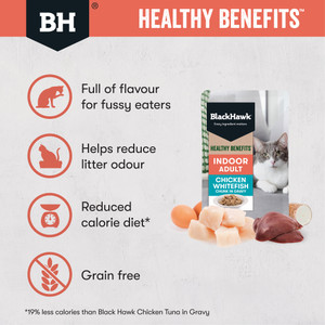 Black Hawk Healthy Benefits Indoor Chicken & Whitefish in Gravy Wet Cat Food Pouches