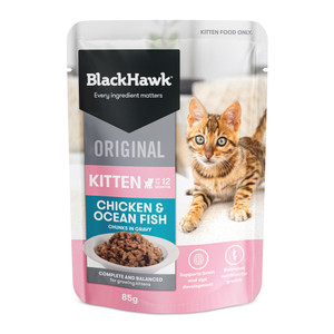 Black Hawk Original Kitten Chicken & Ocean Fish in Gravy Wet Cat Food Pouches