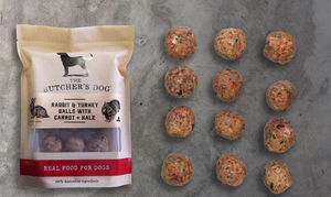 The Butcher's Dog Rabbit Turkey Balls Raw Dog Food 500g