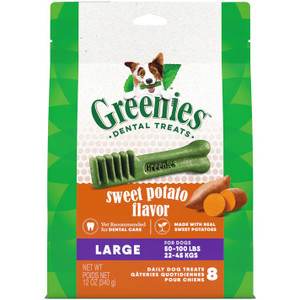 Greenies Sweet Potato Large Dog Dental Treat Packaging: Front