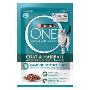 Purina One Cat Adult Coat & Hairball with Chicken in Gravy Wet Cat Food