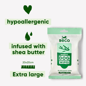 Beco Bamboo Unscented Pet Wipes - Travel Pack