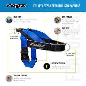 Rogz Utility LetzGo Personalised Harness Black