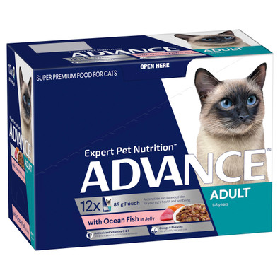 ADVANCE Adult Cat with Ocean Fish in Jelly Wet Cat Food Pouches