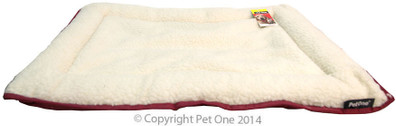 Pet One Sheepskin Cushion Dog Bed Rectangular Red