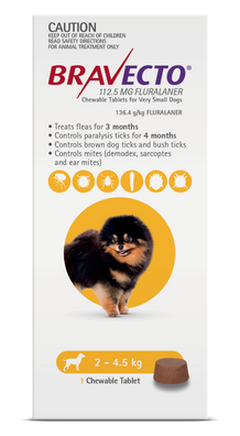 Bravecto Flea & Tick Chew For Extra Small Dogs Yellow front