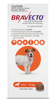 Bravecto Flea & Tick Chew For Small Dogs Orange front