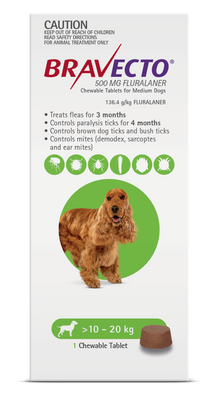 Bravecto Flea & Tick Chew For Medium Dogs Green front