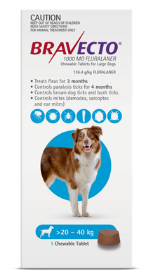 Bravecto Flea & Tick Chew For Large Dogs Blue