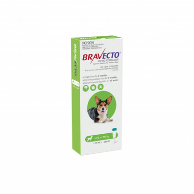 Bravecto Flea & Tick Spot-On For Medium Dogs Green