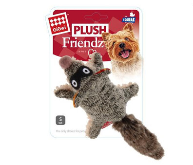 GIGwi Plush Friends Coon Squeaker Dog Toy