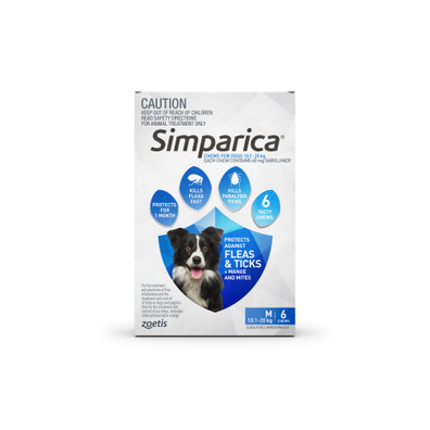 Simparica Flea Tick for Medium Dogs Blue PetO